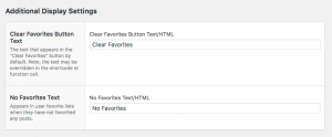 Favorites Additional Display Settings